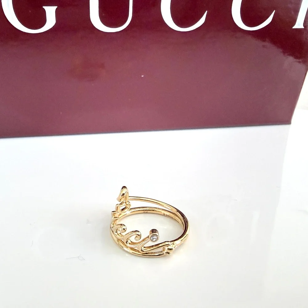 Gucci Gold-toned Script Logo Ring Multi Band 814360